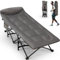 OVERMONT Klappbar Feldbett mit Matratze - Faltbar Campingbett 190 x 70 x 40 cm - bis 250kg Belastbar - Oxfordgewebe mit Seitentasche Tragetasche für Camping Garten Büro Grau