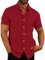 Mens Linen Shirts Cotton Short Sleeved Shirts Regular Fit Casual Summer Shirts Lightweight Beach Shirt Red Shirts XL