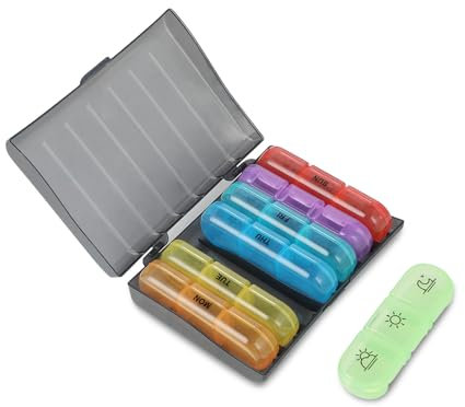 Tablettenbox - Medikamentenbox 7 Tage - Pillendose Klein - Supplement Box - Pill Box - Pill Organizer - Tablettendose