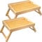 2 Pack Bamboo Bed Tray Table with Folding Legs & Handles, Breakfast Food Bed Trays with Phone Tablet Holder, Wooden Foldable Bed Tray Table for Sofa Serving Eating Drawing Working Laptop