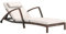 Outsunny Bain de Soleil, Chaise Longue en résine tressée avec Dossier réglable, roulettes, Coussin et accoudoirs, transat Jardin Exterieur terrasse, Marron et Beige
