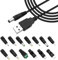 USB to DC Cable, 1M 5V 2A USB to DC Barrel Jack Cable Universal USB2.0 to DC Power Cable 5.5mmx2.1mm Barrel Jack Plug Charger with 13 Interchangeable Connector for Laptops Speakers Power Banks Routers