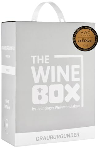 The Wine Box Grauburgunder trocken – Wein Box Jechtinger Weißwein vom Kaiserstuhl mit zarten Aromen von Pfirsich, Apfel & Zitrusfrüchten, kräftiger Körper (1 x 3,0 l Bag-in-Box)
