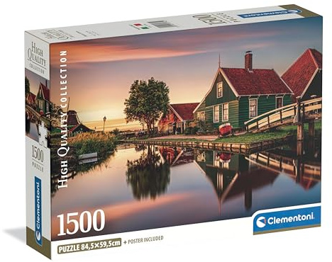 Clementoni Puzzle HQ Collection - Zaanse Schans - 1500 Teile | Compact box - Puzzle für Erwachsene 14 - 99 Jahre, Geschenk für Mann und Frau, Made in Italy, 31734