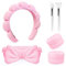 Spa Stirnband Zum Waschen Des Gesichts - 4 Stück Haarband Kosmetik Stirnband Set mit Maskenbürsten, Abschmink Haarband Rosa, Elastische Skincare Haarbands für Frauen Mädchen für Makeup, Dusche, Sport