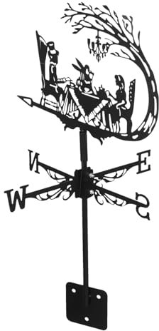 YARNOW girouette lumière Solaire extérieure éclairage Solaire extérieur évents Ronds Été Accessoire Jardin Jardinage indicateur de Vent indicateur de Direction du Vent en Fer Le Fer Black