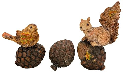 Online Fuchs Dekofiguren Eichhörnchen und Vogel auf 3 Eicheln - Gartenfiguren - Dekoration für den Spätsommer, Herbst und Winter