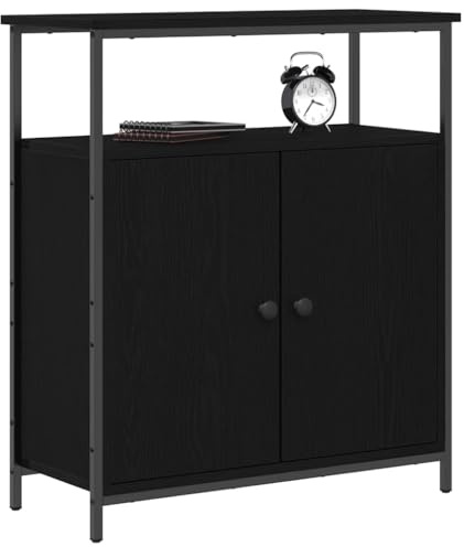 vidaXL Sideboard Schwarz Eichen-Optik 70 x 30 x 80 cm Holzwerkstoff | Bietet viel Platz für die Aufbewahrung von Gegenständen, Zeitgenössische Ästhetik passt zu verschiedenen Dekoren,