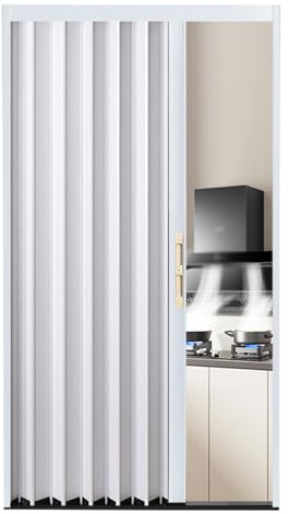 Schiebetür Falttür Raumteiler Schiebetür Weiß, Maßgefertigte Magnetische Falttüren Innenbereich Aus Metall Und Aluminium Mit Schloss, Breit 200 180 160 140 120 100 80 60 CM innentüren(100x200cm)