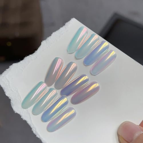 ADHERE Moonlight & Crystal Powder Set - Holographic Shimmer Pearlescent Finish & Mirror Metallic Shine Chrome Nail Powder, Professional Gel Nail Art Kit for DIY