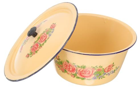 Mikinona soupière vintage ancien émaillé rétro lavage grand bol avec couvercle réfrigérateur congelateur couverts de table bols en émail vintage grand bol en émail lavabo