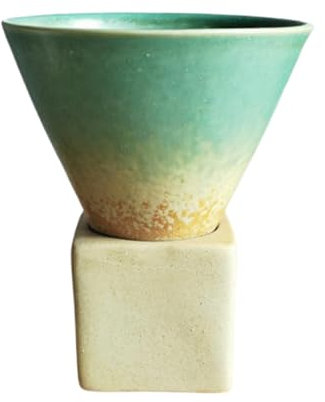 HUMOCHUSON Drink Cup 200Ml Ceramic Retro Funnel Stoneware Coffee Cup - Foaming Green