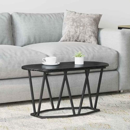 Holamys Couchtisch Schwarze Eiche 80x40x40,5cm, Ovale Holzoptik, Moderner Wohnzimmertisch, Industrial Design Beistelltisch, Langlebiger Sofatisch für Wohnzimmer