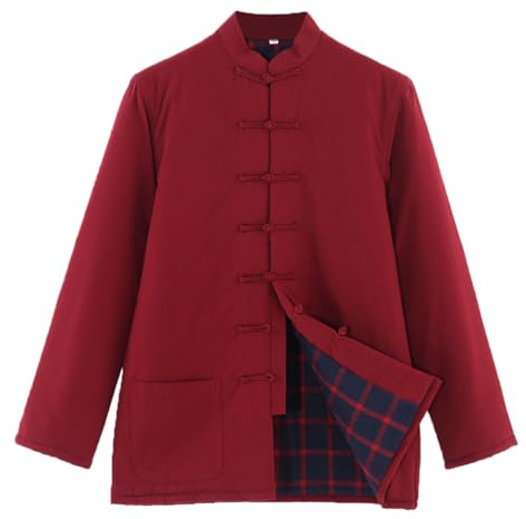 GZKDKZB Tenue d'hiver Chaude Tang, vêtements Traditionnels Chinois, Hauts en Coton pour Hommes, Vestes artistiques, Manteaux, Chemises à Manches Longues, vêtements de Tai Chi, Uniforme de