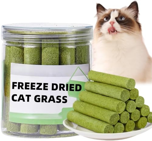 16Pcs Cat Grass Teething Stick,Natural Catnip Chew Sticks,Freezed Dried Cat Grass Sticks,Cats Gra/ss Stick Snack,C/at Teeth Cleaning Sti/cks,Catnip Toys,Ca/t Hairball Remove And Teeth Cleaning