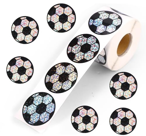 500stk Fußball Aufkleber, 3,8cm Coole Holografische Fußballaufkleber für Laptop Handy Auto Scrapbook Wasserflaschen Dekoration