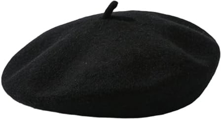 MBSIVSA Beret Noir, Bérets Français Élégants, Bonnet Vintage Chaud d'artiste, Béret Noir Doux et Élégant pour Femmes et Hommes