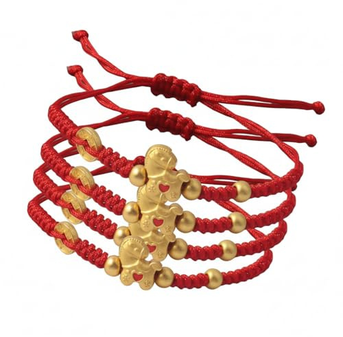 Lot de 5 bracelets tressés rouges pour le Nouvel An du cheval 2026, bracelets à breloques réglables tissés à la main, bracelets à breloques en corde de cheval Feng Shui chinois pour cadeau de Nouvel