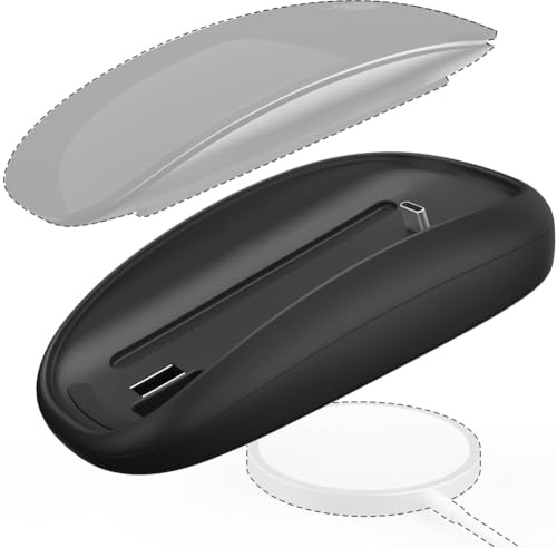 Pinafresa Ergonomic Grip& Mouse Base for Magic Mouse 2 USB C Wireless Charging Mouse Charger for Magic Mouse 2 Black