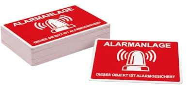 Alarmanlage 10 STK. Aufkleber Sicherheits‑Sticker Haus Wohnung Auto Warnhinweis wetterfest Selbstklebender Alarm Sticker zur Abschreckung Hinweis (Rot, A8 Version 1)
