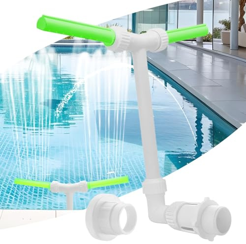 DAJASD Pool Waterfall Fountain, Can Fluorescent, Pool Fountain Over Swimming Pools with Adapter, 360° Adjustable Pool Sprinkler Fountain with Dual Spray Heads for Relaxing and Cooling
