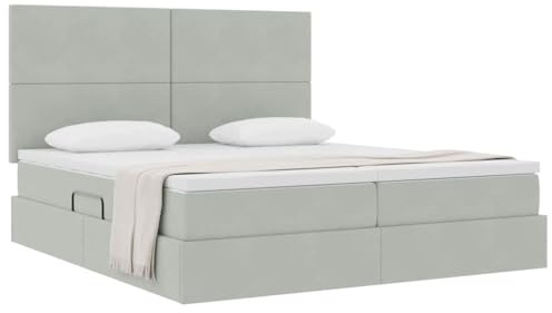 vidaXL Aufbewahrungsbett mit Matratze Hellgrau 180 x 200 cm Samt, Schlafzimmermöbel, modernes Bett mit Stauraum, hydraulischem Lift, samtener Matratze, Stabiler Metallrahmen