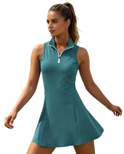 JanJean Training Sleeveless Dress, Functional Garment with Attached Shorts for Golf Tennis Sports