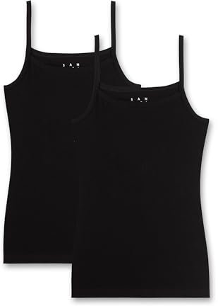 Sanetta 344839 Débardeur à bretelles fines Fille, Noir (Super Black 10015), 12 Ans (152 cm) (Lot de 2)