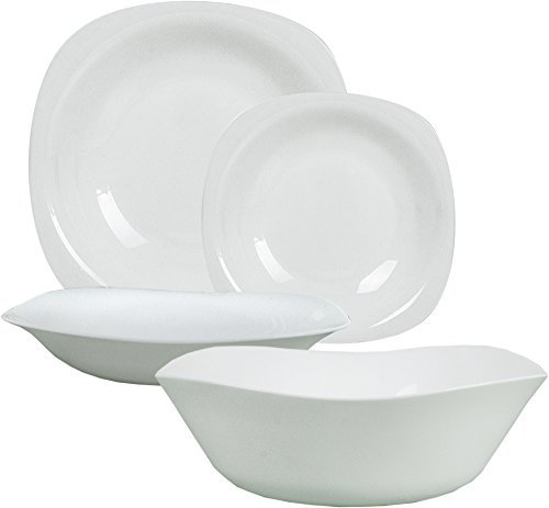 Bormioli Rocco 179591 Servizio Piatti Parma, Vetro, Bianco