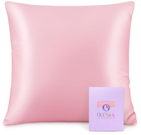 OLESILK Seide Kissenbezug Kissenhülle Haar- und Hautpflege mit Reißverschluss 16 Momme 1 Stück Rosa 65x65cm