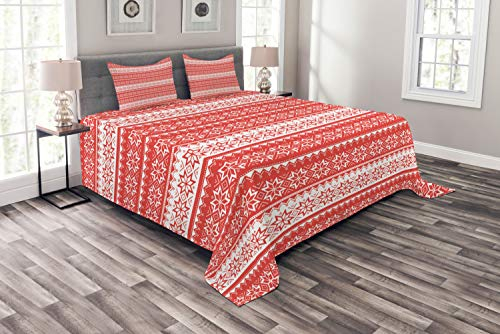 ABAKUHAUS nordisch Tagesdecke Set, Schwedische Vintage-Motiv, Set mit Kissenbezügen Feste Farben, für Doppelbetten 220 x 220 cm, Grau Schwarz Weiß
