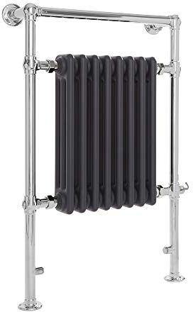 Milano Elizabeth 600W Chrome Anthracite Cast Iron Style Electric Heated Towel Rail - 930mm x 620mm