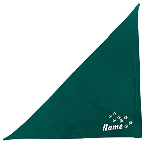 Schecker Petrol 50 cm Besticktes Halstuch mit Pfoten - Pfotenspur und Hundename –hochwertig –waschbar - individuelles Geschenk für Ihren Hund