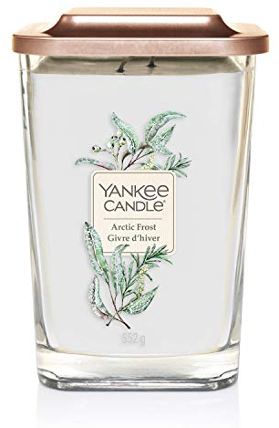 YANKEE CANDLE Con Coperchio Utilizzabile Come Base Candela Quadrata A 2 Stoppini, Gelo Artico, Grande