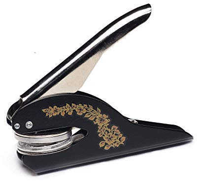Papierpräger mit Papierprägezange für Büchen oder Bibliothek mit dem Motiv Personalisierbar 38mm Rund Ex Libris Handprägezangen (Schwarze und Gold)