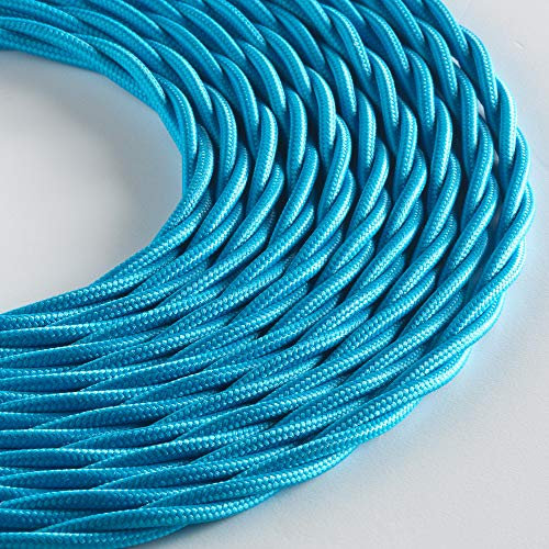 Klartext - Cable textil trenzado para iluminación (3 x 0,75 mm, 3 m), color turquesa Máxima seguridad a prueba de golpes.