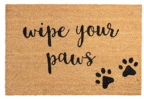 Nicola Spring Coir Door Mat - 90 x 60cm - Paws - Pack of 1 - Decorative Indoor Front Door Floor Mat Entry Dirt Trapper Rug Outdoor Boot Scraper Non Slip Backing Doormat