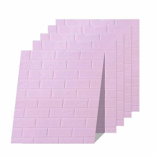 Euro Tische 5x Wandpaneele in 3D-Ziegelsteinoptik 77x70x0,5 cm selbstklebend - violett