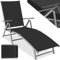 tectake Aluminium Sonnenliege, Gartenliege klappbar, Liegestuhl mit Armlehnen, Verstellbarer Rückenlehne, wetterfest, Liege für Balkon, Garten, Terrasse oder Camping - dunkelgrau
