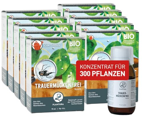 Plantura Bio-Trauermückenfrei Neem, hochwirksames Gießmittel gegen Trauermücken aus Neem, 750 ml (10x 75 ml einzeln verpackt), für ca. 300 Pflanzen