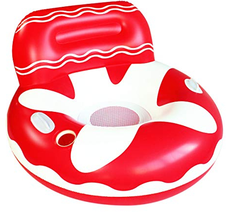Queta Schwimmendes Bett Wasserhängematte Luftmatratze PVC Inflating Luftmatratzen mit Nett,Getränkehalter (Rot)