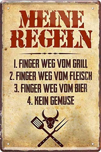 schilderkreis24 – Blechschild Lustiger Spruch “Meine Regeln.“ Deko Schild Metallschild BBQ Grill Geschenkidee Witziges Geschenk Geburtstag Weihnachten für Garten Terrasse Balkon Küche 20x30 cm