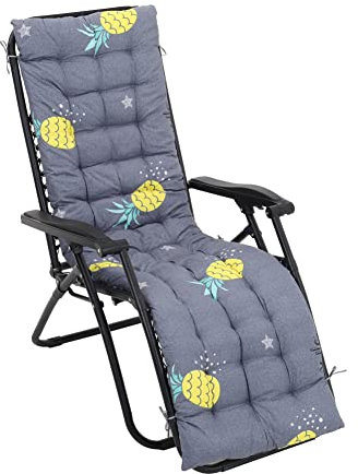 DKIEI Liegenauflage mit Antirutsch, 160x50x8cm Auflage für Gartenliege Outdoor, Dickes & Bequeme Polster Sonnenliege Auflage mit Einstellband, Kissen für Liegestuhl, Ananas Print(Ohne Stuhl)