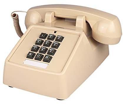 TelPal Festnetztelefone für Zuhause, Büro, Hotel, Schule, schnurgebundenes schweres Desktop-Telefon für Senioren, Retro, klassische Old-Fashion-Filmdekor-Telefone mit lautem Metallglocke (Elfenbein)