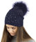TOSKATOK Ladies Fine Knit Winter Beanie Hat with Diamante Glitter Applique and Large Faux Fur Pompom-2