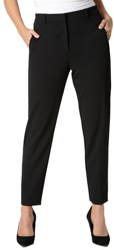 Roman Originals Work Trousers for Women UK Ladies Office Smart Stretch Suit Pants Slacks Cigarette Straight Leg Tailored High Elasticated Waist Ankle Grazer Slim - Short Black (25 inch) - Size 20