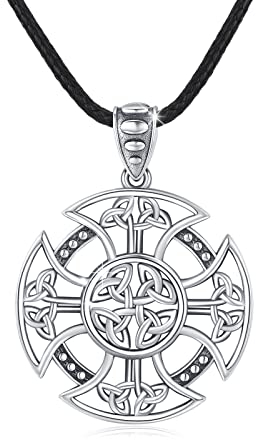 GGBOOM Keltisches Halskette 925 Sterling Silber Kreuz Kette Keltisches Kreuz Anhänger Vintage Anhänger Amulett Schmuck für Herren Männer Damen