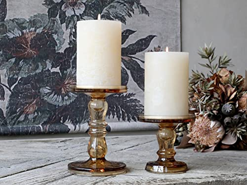 Kerzenständer Set Glas karamell braun
