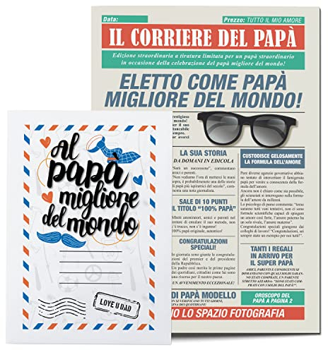 KAÏDENSÏ Idea Regalo Festa del Papà Originale - Giornale Il Corriere del Papà Personalizzabile - Idee Regali Gadget Divertenti - Maxi Biglietti d'Auguri Personalizzati Compleanno Originali
