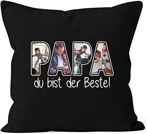 SpecialMe® Kissen-Bezug mit eigenen Fotos selbst gestalten personalisiertes Geschenk für Papa Vatertagsgeschenk schwarz Standard